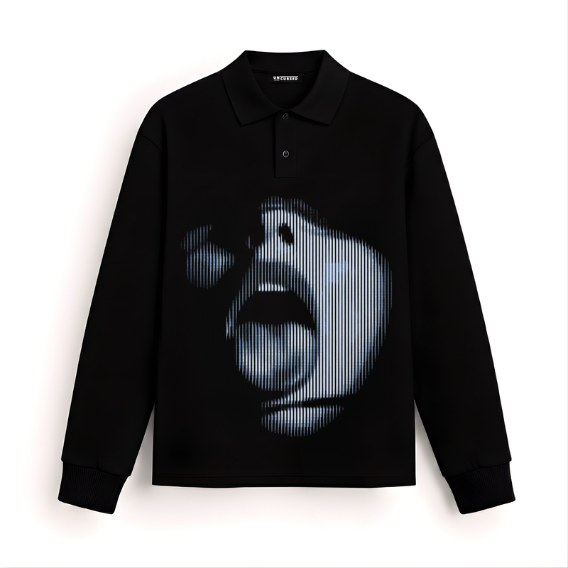 Glitch face Long sleeve Polos